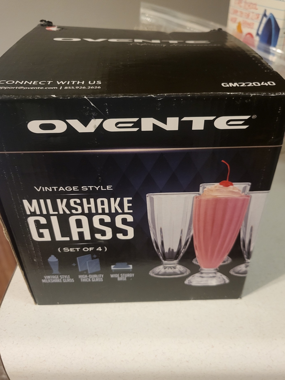 Ovente Vintage-Style Milkshake Glasses - Clear (Set of 4)